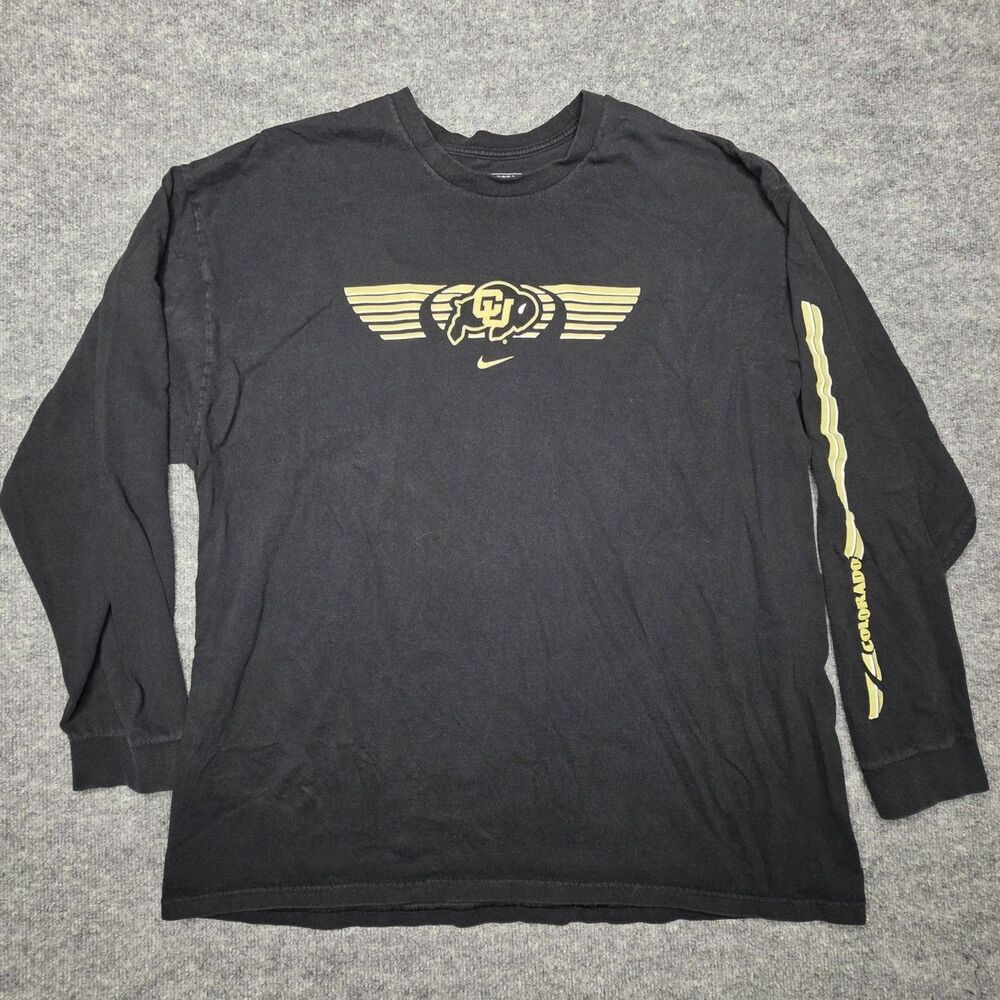 Nike Colorado Buffaloes Men’s Black 2XL Long Sleeve Shirt CU Buffs Logo NCAA Tee